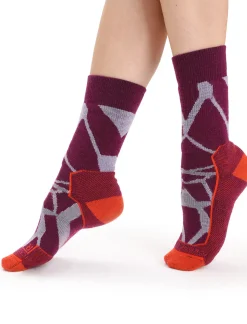 Damen Icebreaker Socken^Merino Hike+ Medium Socken Crew Fractured Landscapes Damen
