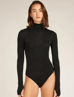 Damen Icebreaker Langärmlige Oberteile^Merino Queens Langarm-Bodysuit Mit Stehkragen Damen