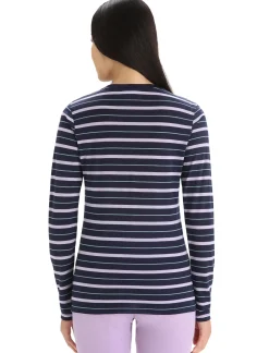Damen Icebreaker Langärmlige Oberteile^Merino Wave Langarmshirt Stripe Damen