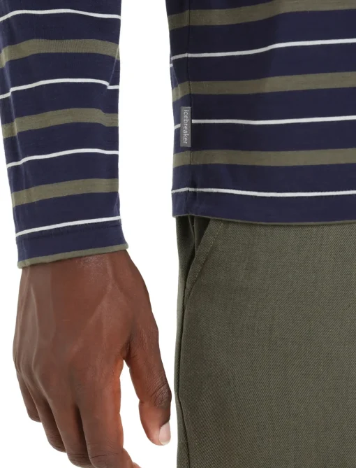 Herren Icebreaker Langärmlige Oberteile^Merino Wave Langarmshirt Stripe Herren