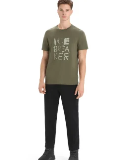 Herren Icebreaker Kurzarmshirts^Tencel™ Cotton T-Shirt Natural Logo Herren