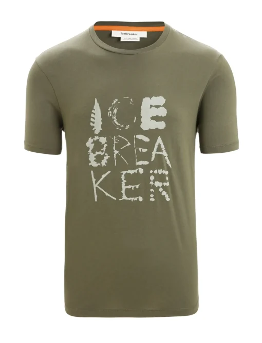 Herren Icebreaker Kurzarmshirts^Tencel™ Cotton T-Shirt Natural Logo Herren